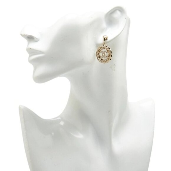 #44a - CHANEL Coco Mark Rhinestone Earrings Silver - Picture 15 of 15